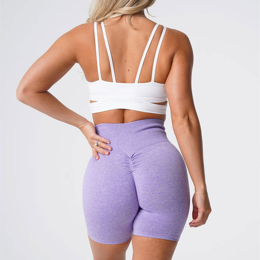 Hip Gathering Hip Raise Waist Snowflake Yoga Shorts