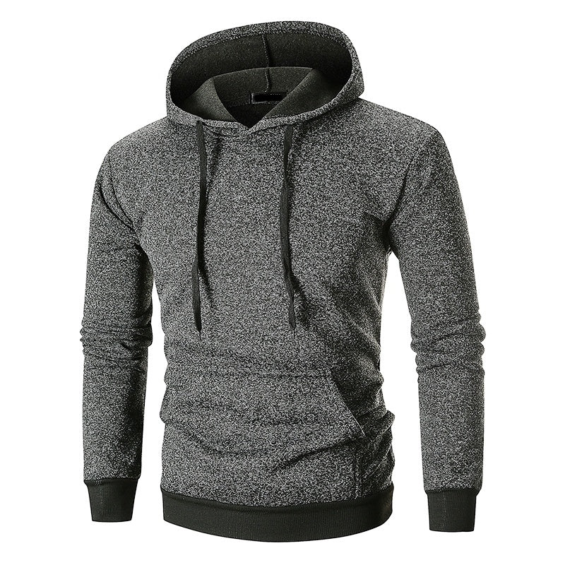 Men's Large Pocket Pullover Hooded Solid Color Coat Sweatshirt