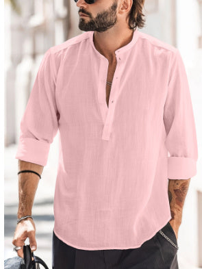 Stand-Up Collar Long Sleeve Casual Shirt