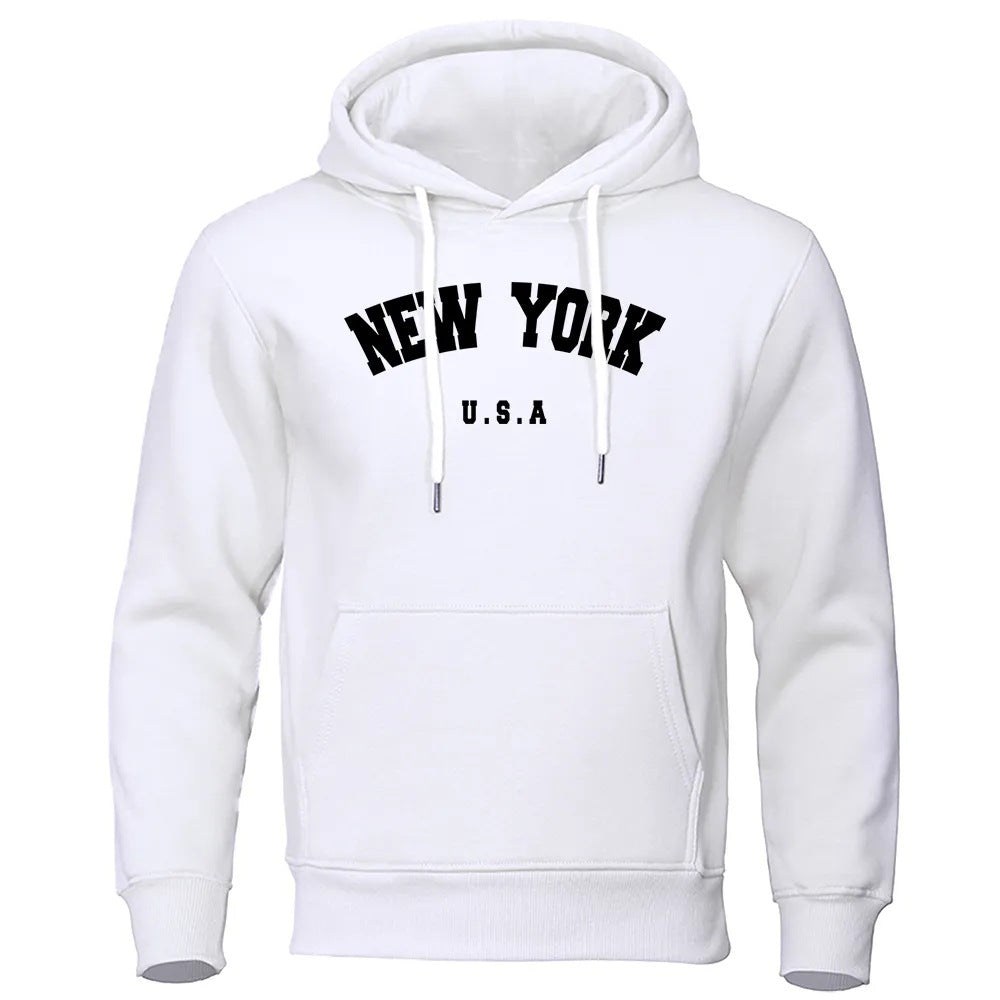 Men's Simple Letter Personality Printed Casual Hooded Sweater