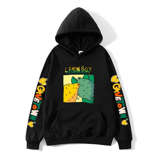 Lemon Boy Cartoon Print Hoodies