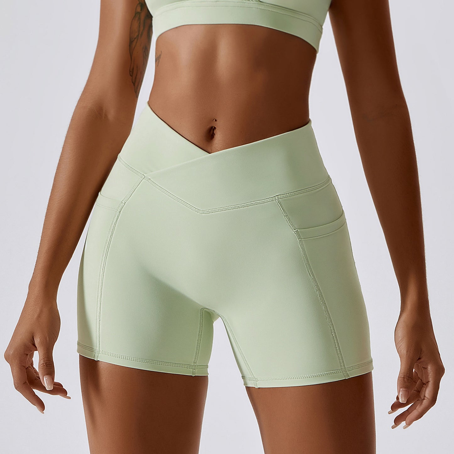 Women's Cross-Waist Running Fitness Shorts