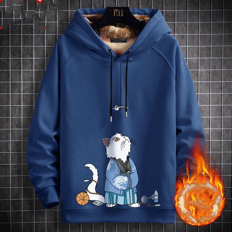 Men's hoodie with velvet thickening