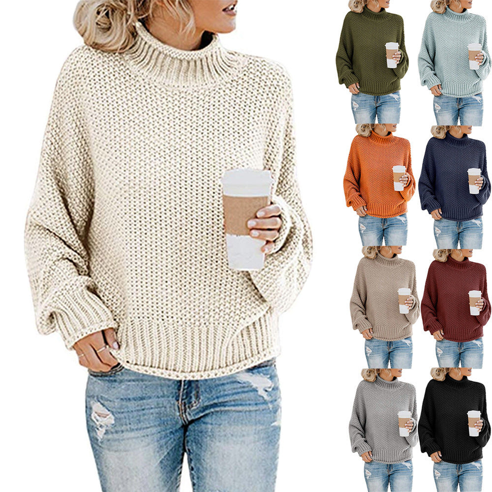 Thick Knit Turtleneck Pullover Cardigan