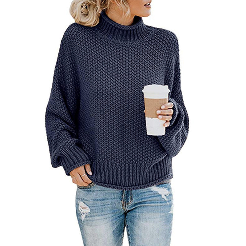 Thick Knit Turtleneck Pullover Cardigan