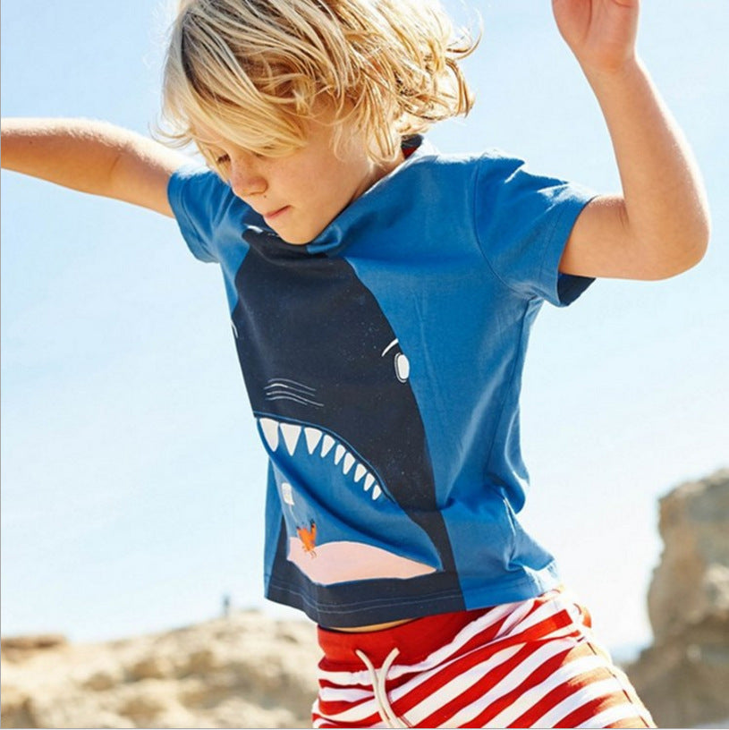 Boys' Shark Printed Summer T-Shirt