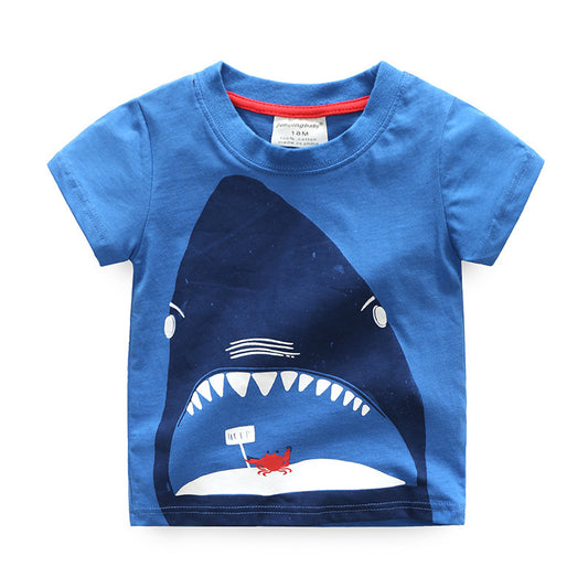 Boys' Shark Printed Summer T-Shirt