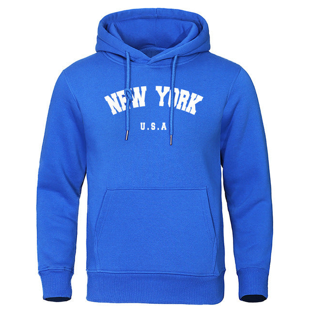 New York U.S.A Printed Casual Hooded Sweater