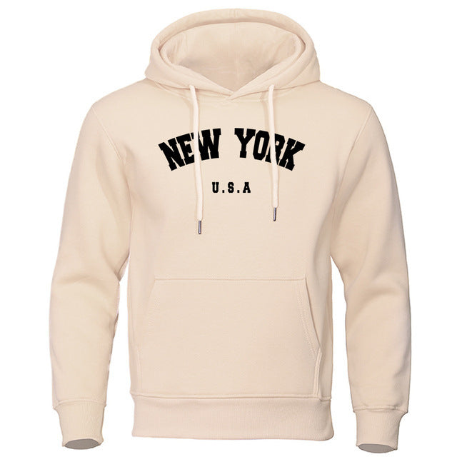 New York U.S.A Printed Casual Hooded Sweater