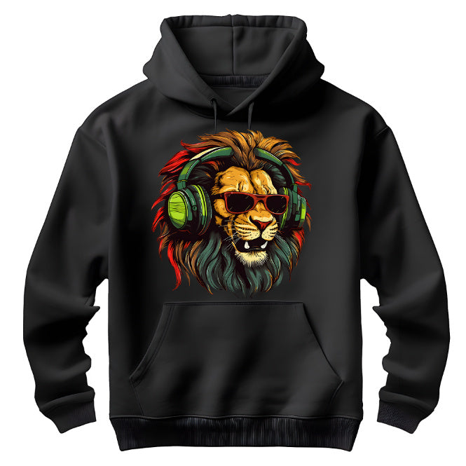 Music Lion Printed European And American Velvet Hooded Sweater