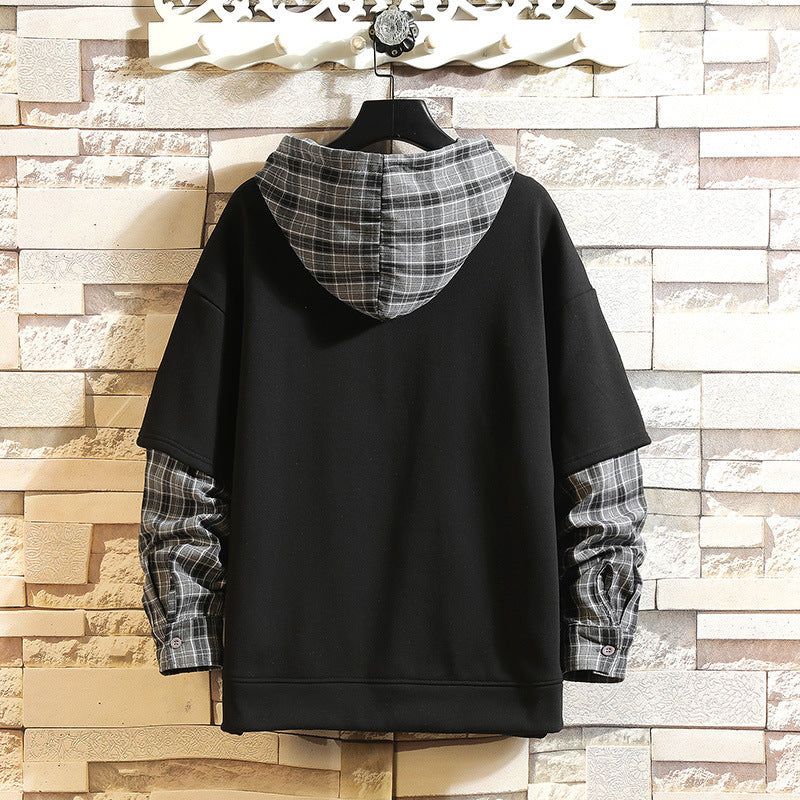 Loose Hooded Casual Fake Two-Piece Long-Sleeved Sweater