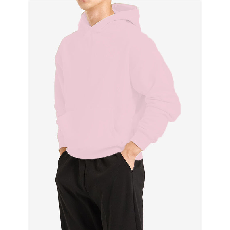 Terry Cotton Solid Color Sports Drop Shoulder Port Hoodie