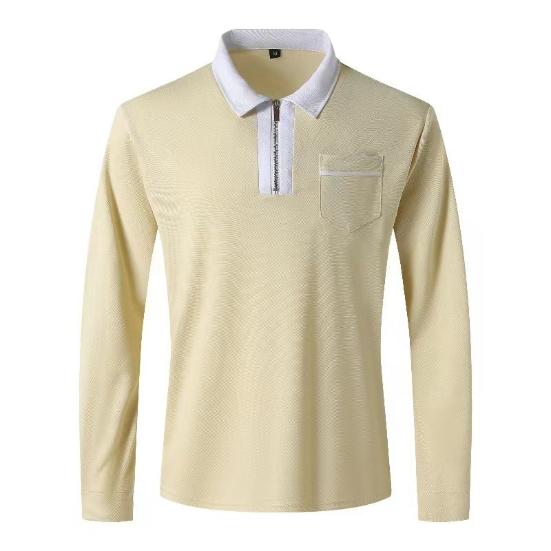 2024 Autumn Zipper Polo Shirt with Pockets