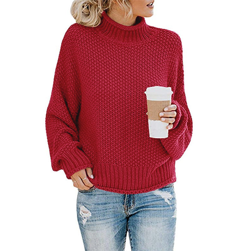 Thick Knit Turtleneck Pullover Cardigan