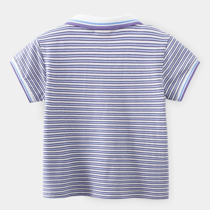 Children's Cartoon Short Sleeve Striped T-shirt