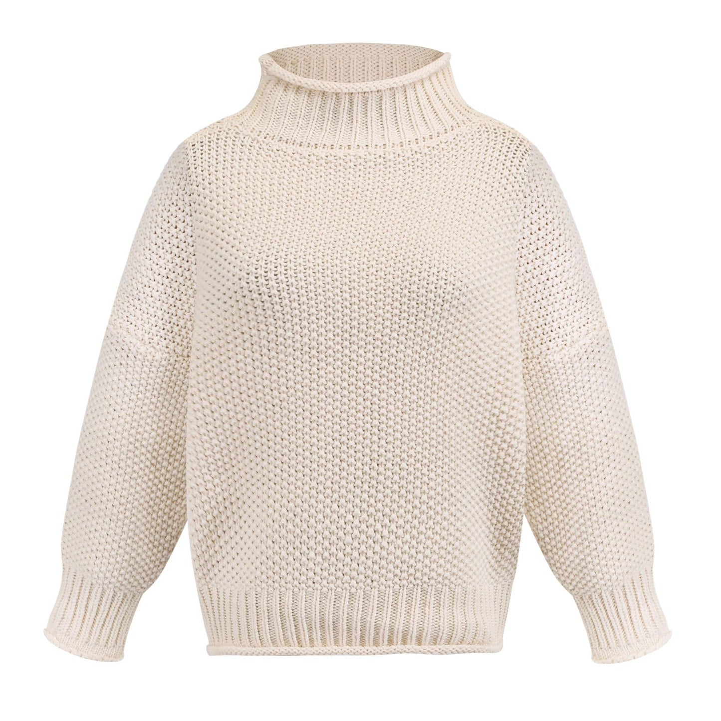 Thick Knit Turtleneck Pullover Cardigan