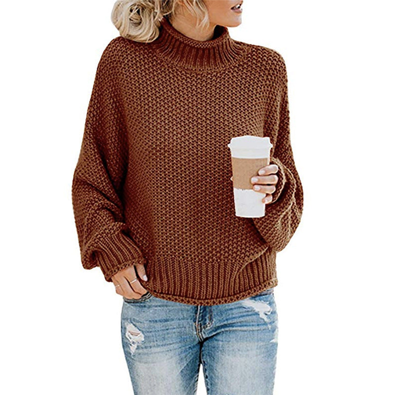 Thick Knit Turtleneck Pullover Cardigan