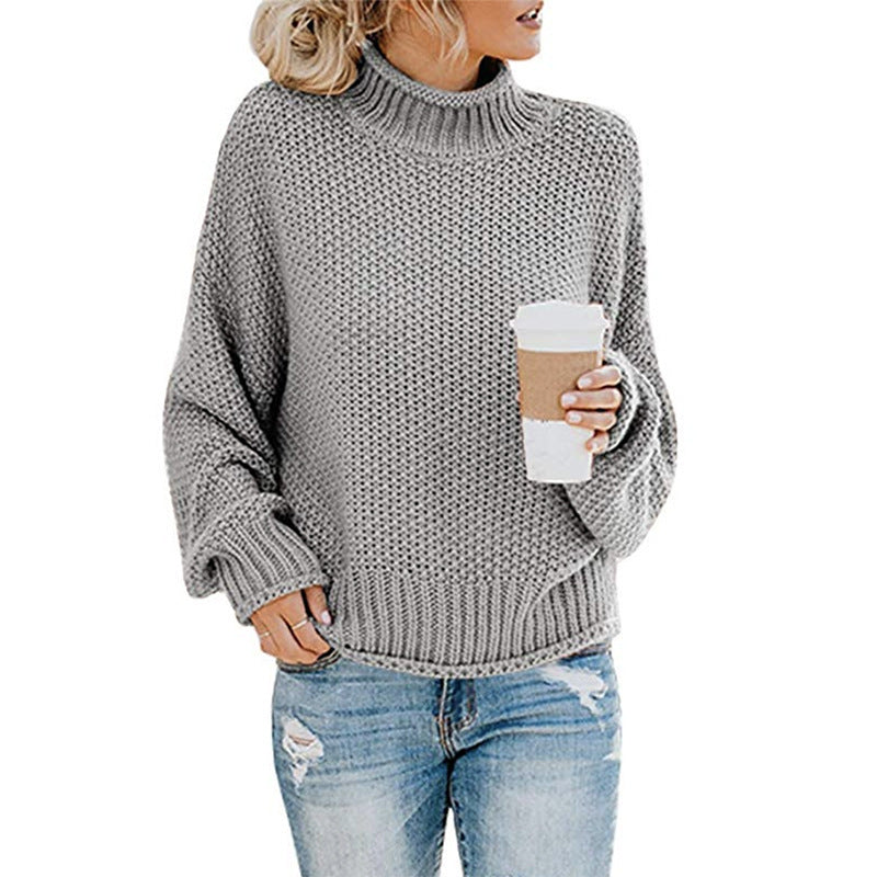 Thick Knit Turtleneck Pullover Cardigan