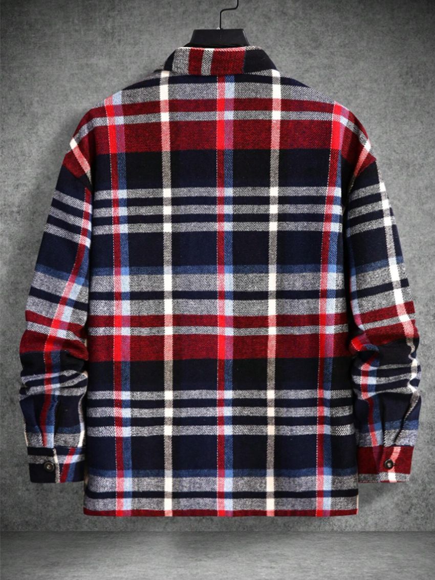 Woolen Lapel Print Long Sleeve Shirt