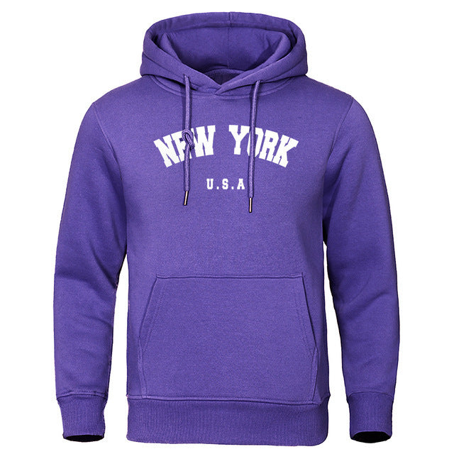 New York U.S.A Printed Casual Hooded Sweater