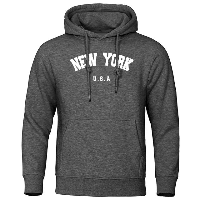 New York U.S.A Printed Casual Hooded Sweater