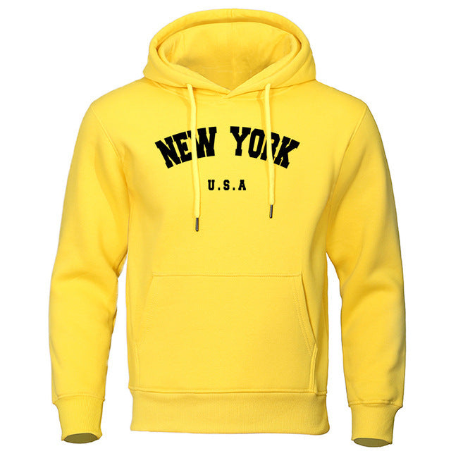 New York U.S.A Printed Casual Hooded Sweater