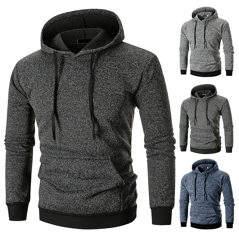 Men's Large Pocket Pullover Hooded Solid Color Coat Sweatshirt