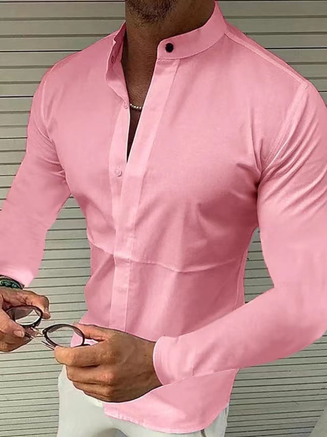 Men's Shirt Made Of Pure Colored Imitation Silk Fabric