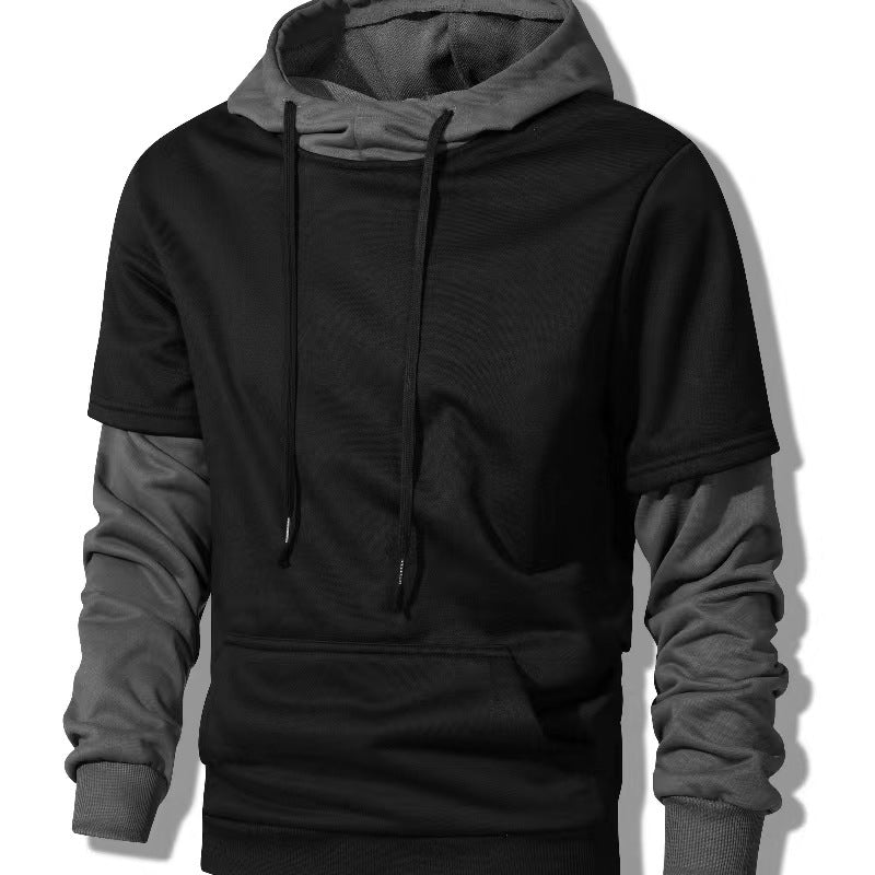 Contrast Color Hooded Pullover Sweater