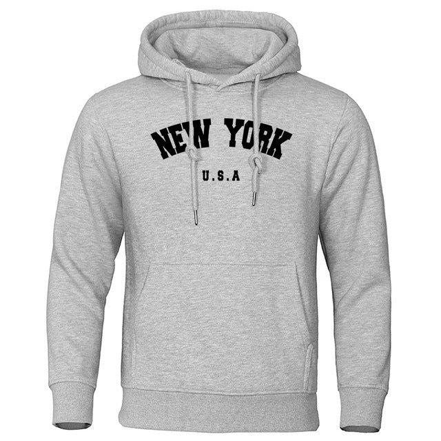 Men's Simple Letter Personality Printed Casual Hooded Sweater