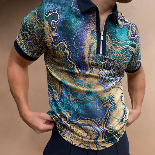 Casual Short Sleeve Digital Printing Slim Fit