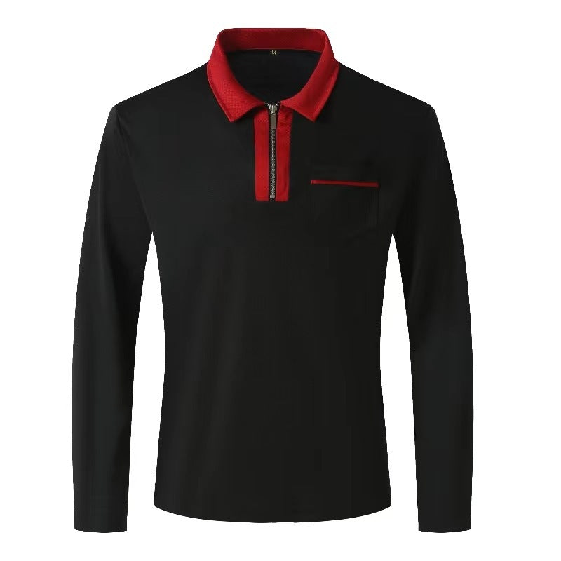 2024 Autumn Zipper Polo Shirt with Pockets