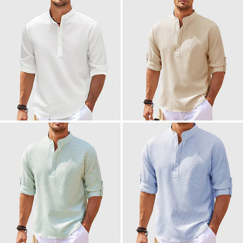 Long Sleeve Stand-Collar Casual Shirt