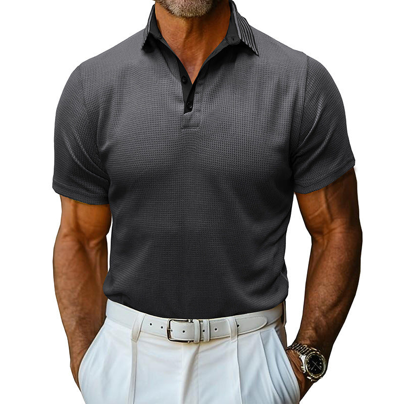 Men's Solid Color Polo Collar Casual Short Sleeve