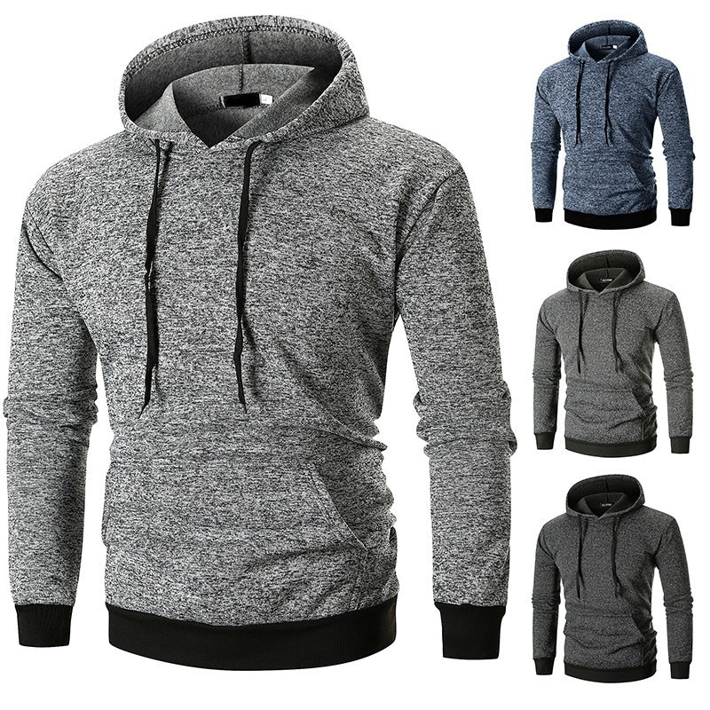 Men's Large Pocket Pullover Hooded Solid Color Coat Sweatshirt