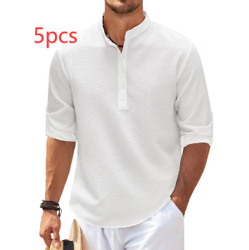 Long Sleeve Stand-Collar Casual Shirt