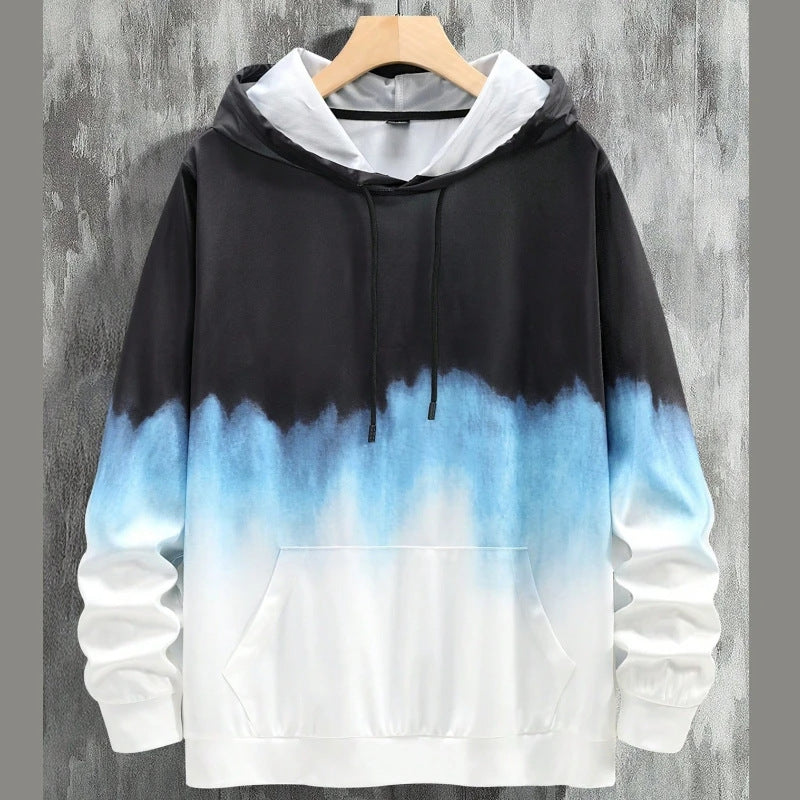 3D Gradient Print Long Sleeve Hoodie