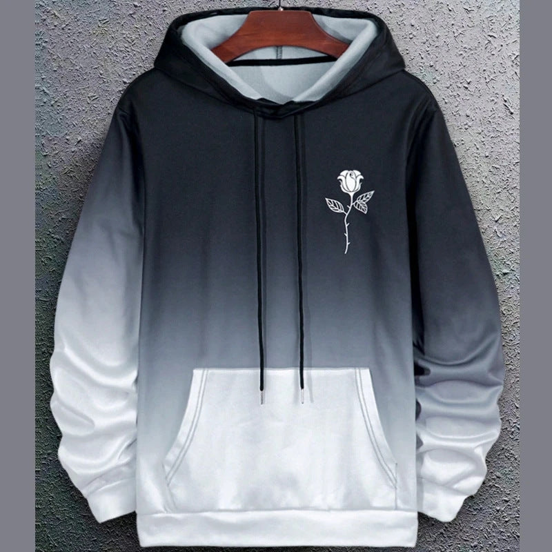 3D Gradient Print Long Sleeve Hoodie