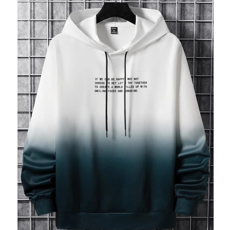 3D Gradient Print Long Sleeve Hoodie