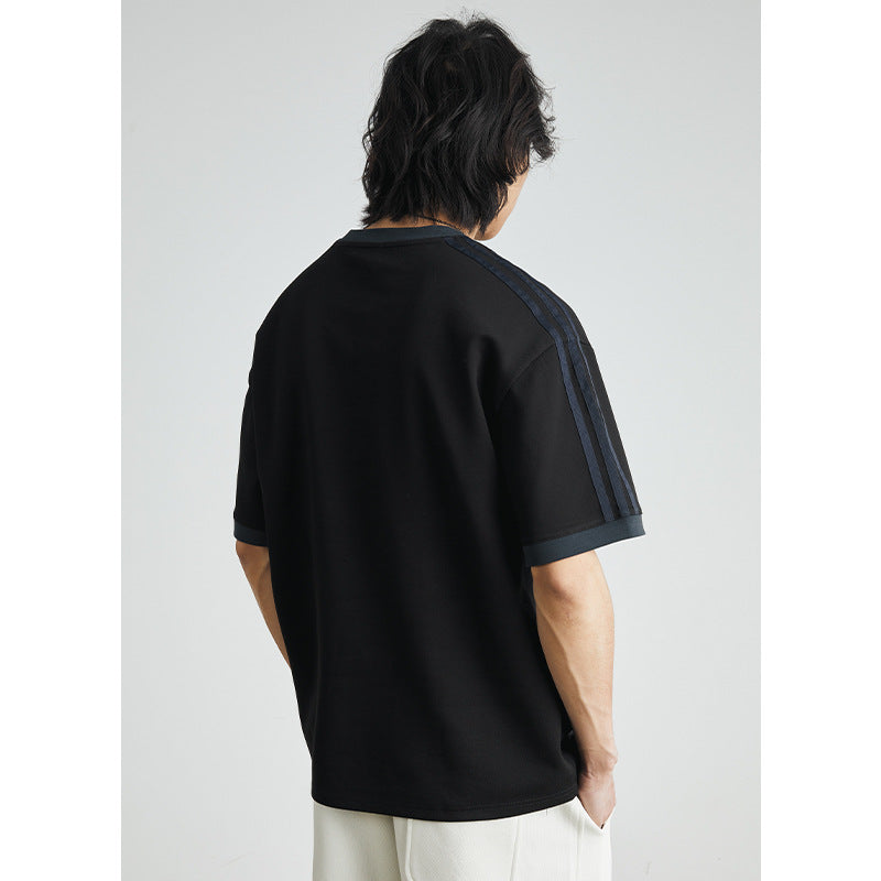 Japanese Style Embroidered Striped Tee