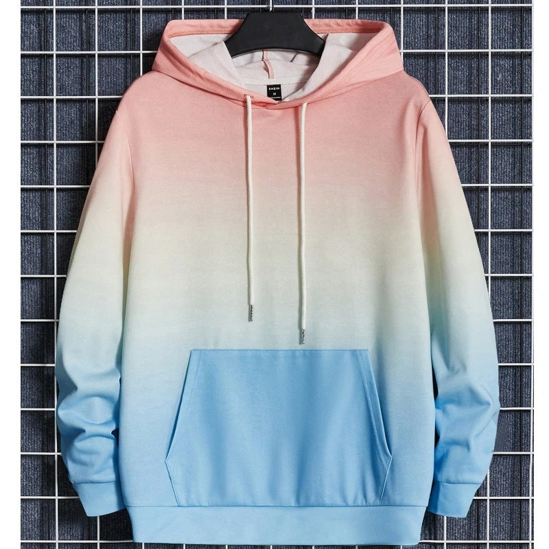 3D Gradient Print Long Sleeve Hoodie