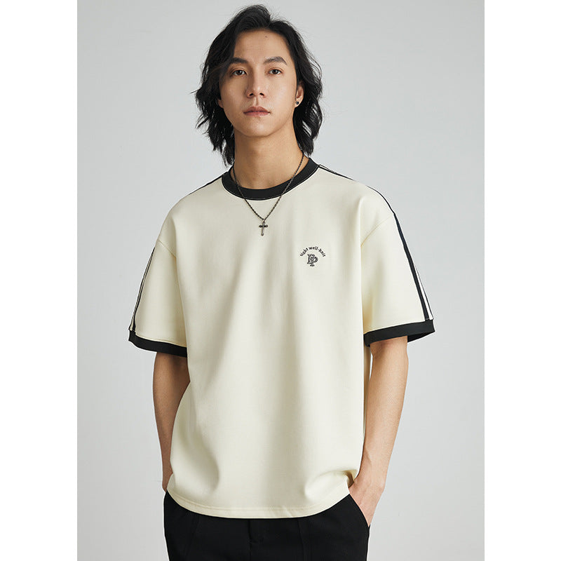 Japanese Style Embroidered Striped Tee