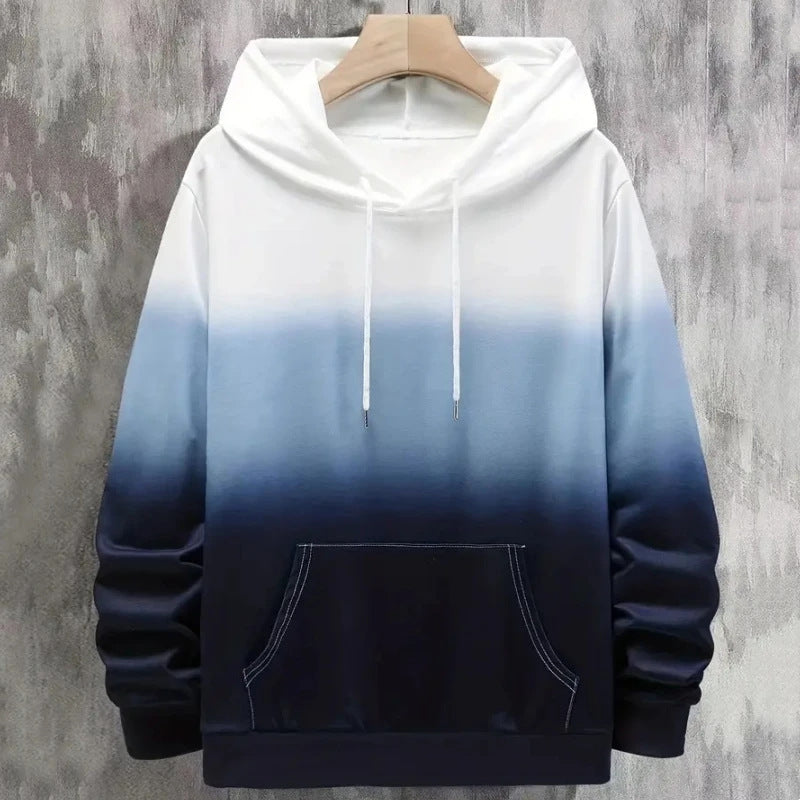 3D Gradient Print Long Sleeve Hoodie