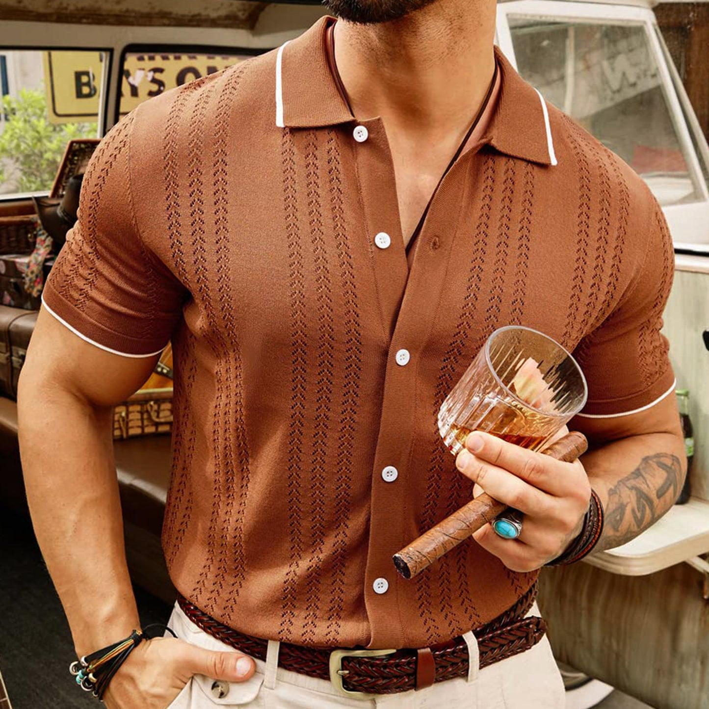 Summer Button-Down Polo Shirt