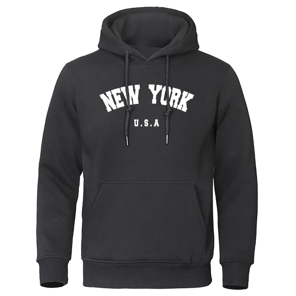 New York U.S.A Printed Casual Hooded Sweater