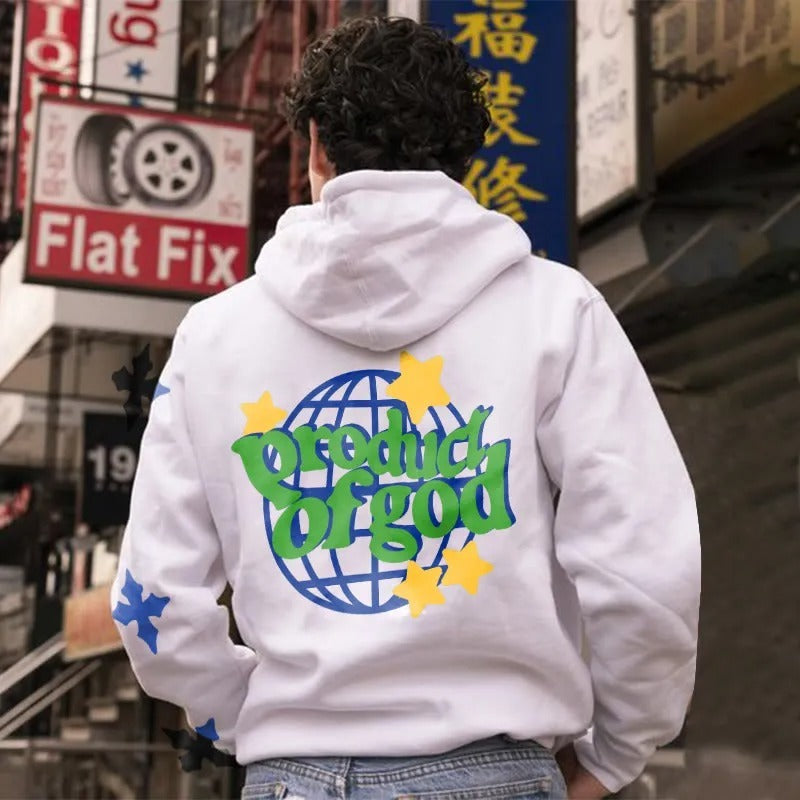 Pocket Drawstring Printed Hoodie