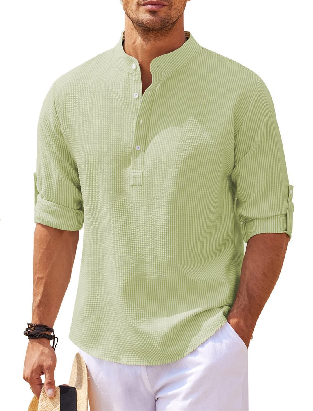 Long Sleeve Stand-Collar Casual Shirt