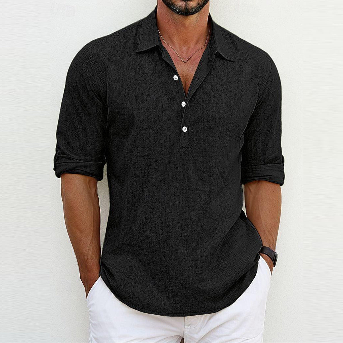 Solid Color Polo Collar Leisure Fashion Tops