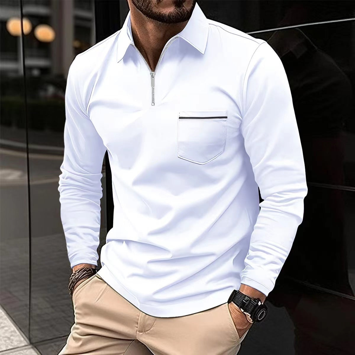 Men's Long Sleeved Sports Polo Shirt